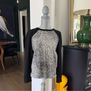 Rebecca Taylor Black & Ivory Patterned Silk Blouse, size 6